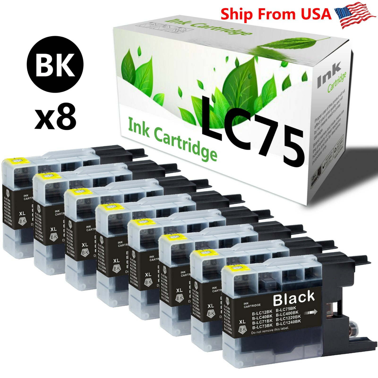 8PacK LC75 LC75XL LC-75 Ink Cartridge for MFC-J6510DW MFC-J6710DW MFC-J825DW