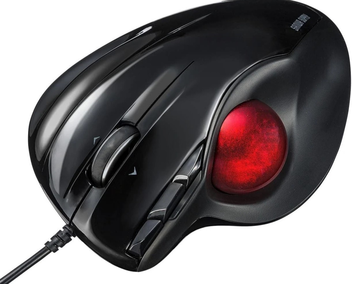 SANWA Wired Ergonomic Trackball Mouse, Programmable Roller Ball Mice, Black 