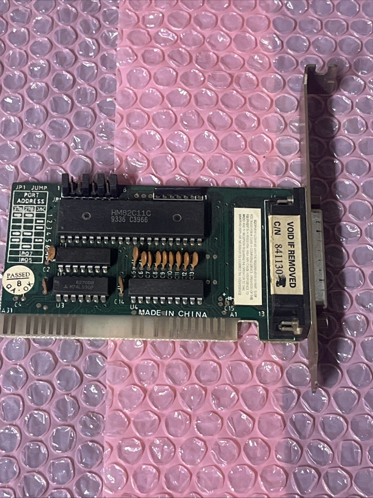 Vintage HM82C11C 8-Bit ISA Parallel Printer LPT Port Card DB25 Retro PC @3M