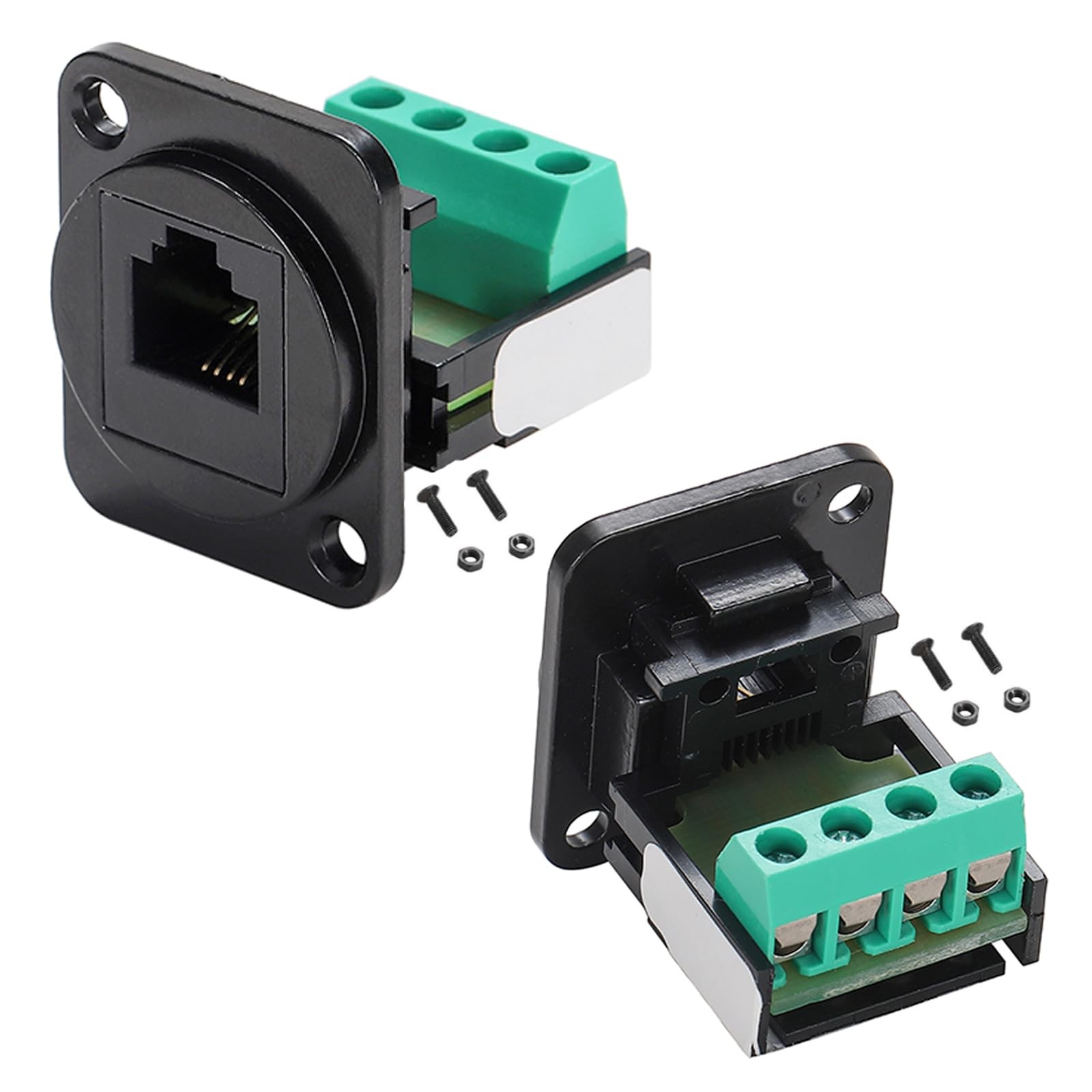 2PCS RJ11 6P4C Panel Mount Connector Solderless