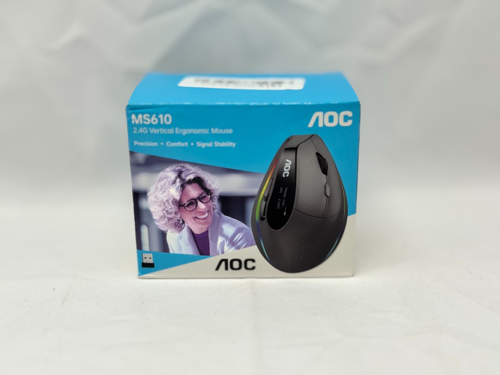 AOC Ergonomic Mouse | 2.4GHz Wireless Bluetooth Vertical Mouse, Rechargeable