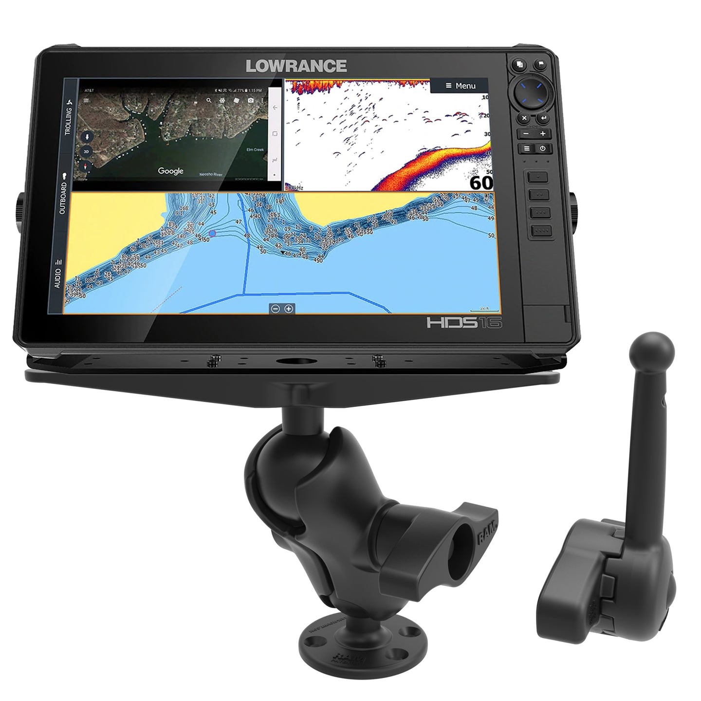 RAM-D-111-C-KNOB9H  RAM Large Marine Electronics Mount with RAM H...