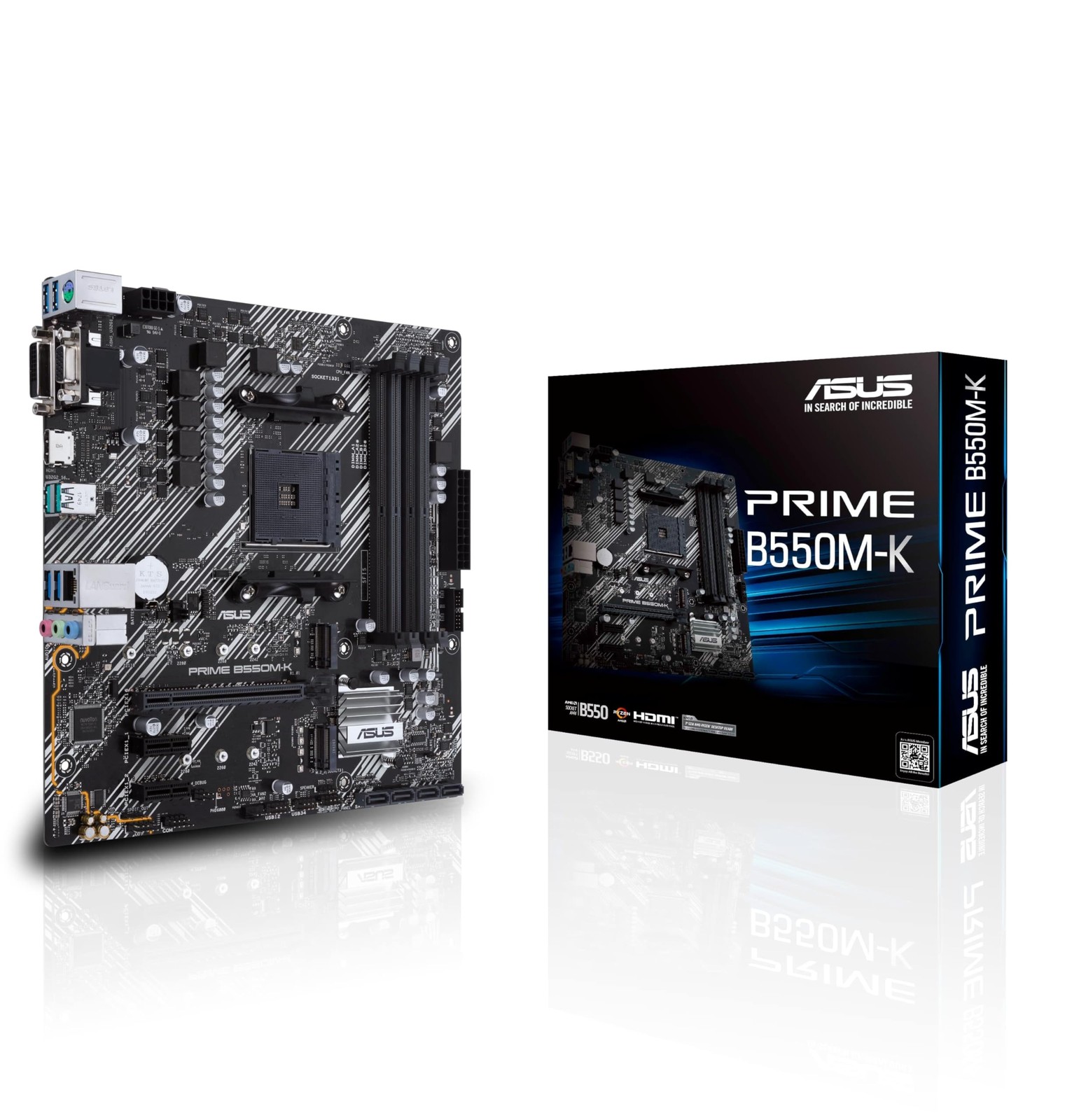 ASUS Prime B550M-K Micro ATX Motherboard Socket AM4 2133 MHz PCI-Express x16