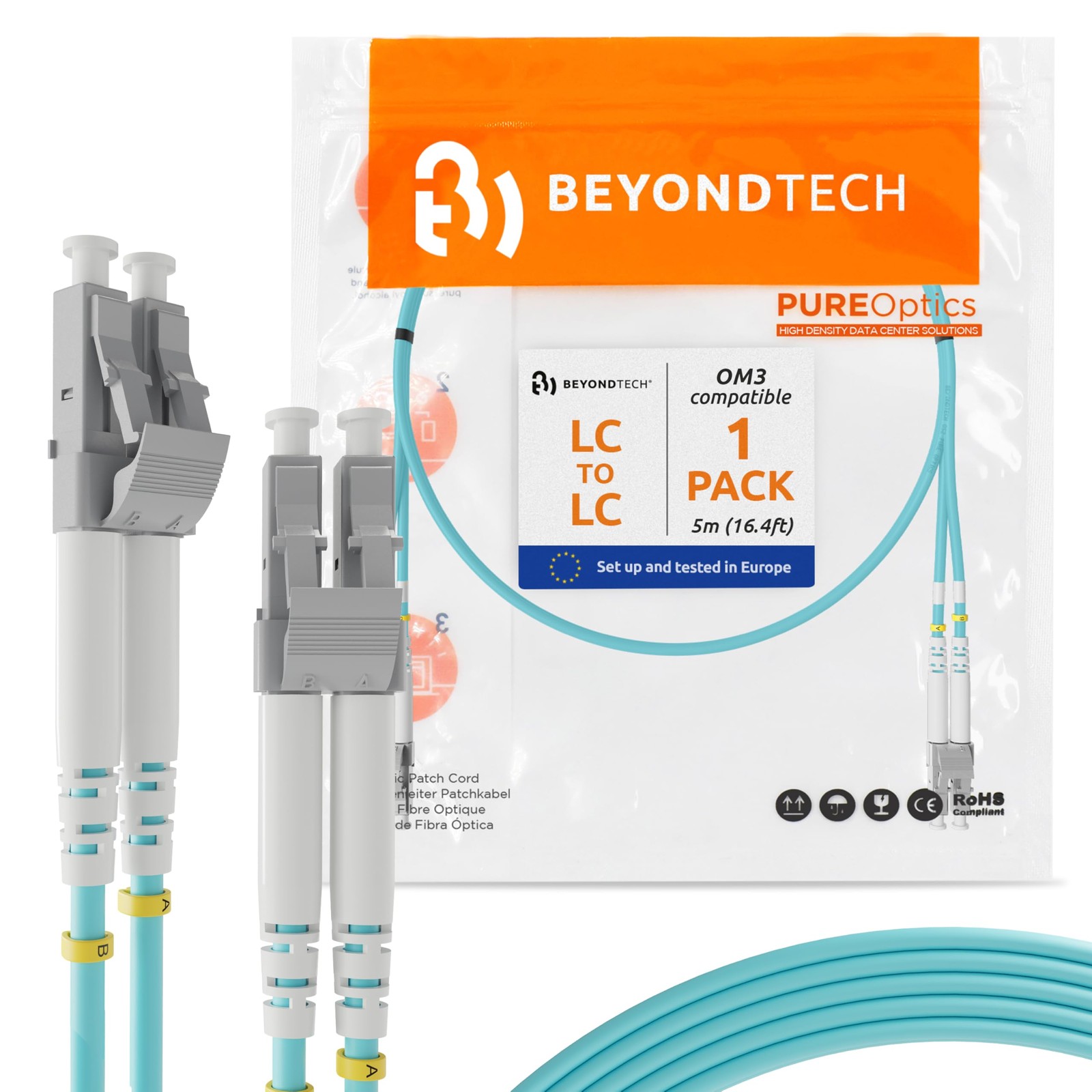 5m (16.4ft) LC to LC Fiber Patch Cable – UPC Multimode Duplex Fiber Optic Cab...