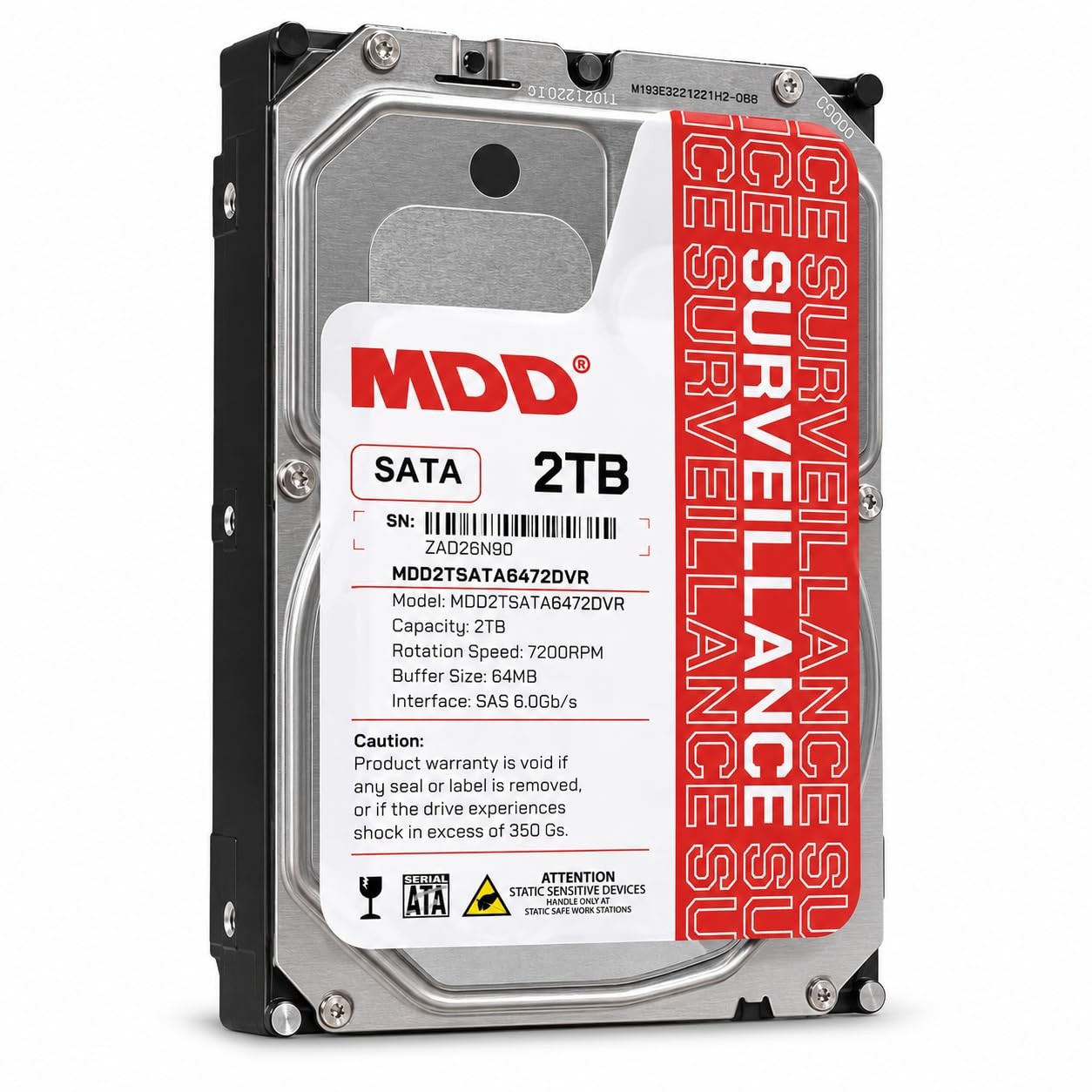 MDD 2TB 64MB Cache 7200RPM SATA 6.0Gb/s 3.5inch Internal Surveillence Hard Dr...