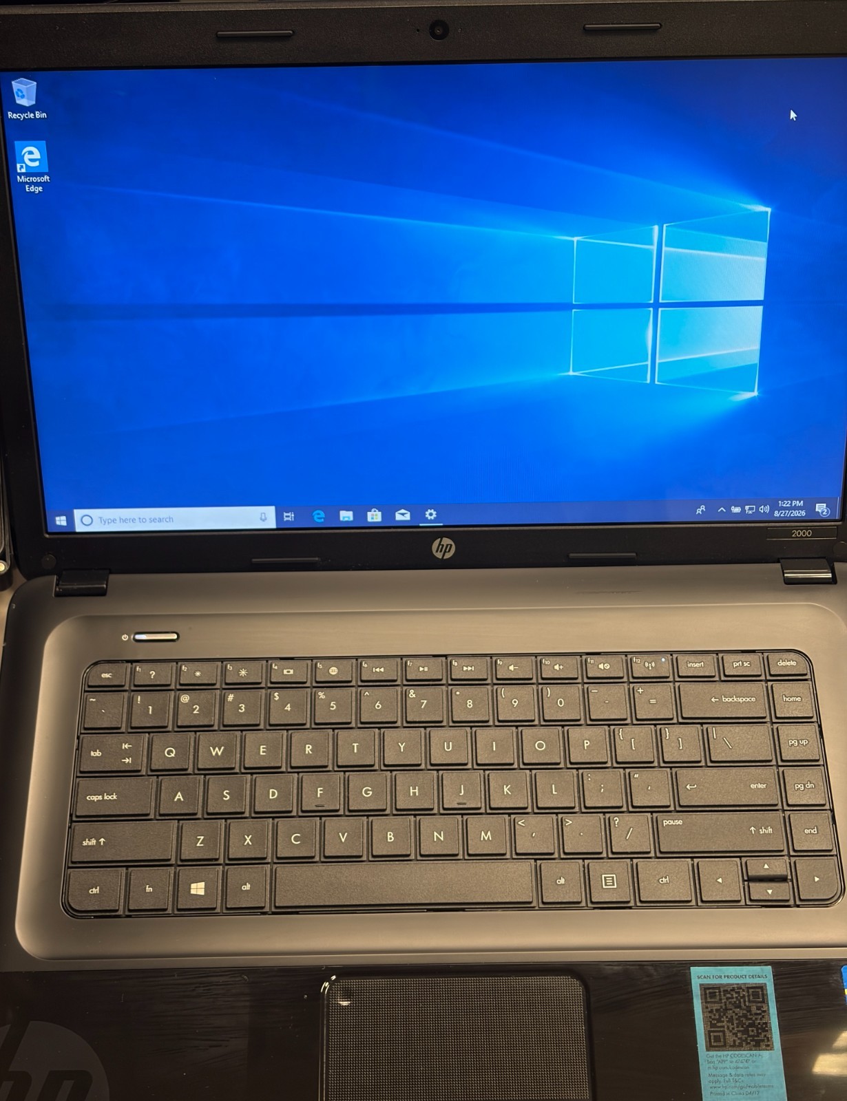 HP 2000 Notebook Laptop Intel Core i3-2328M 8GB Ram Samsung 860 EVO 250GB SSD