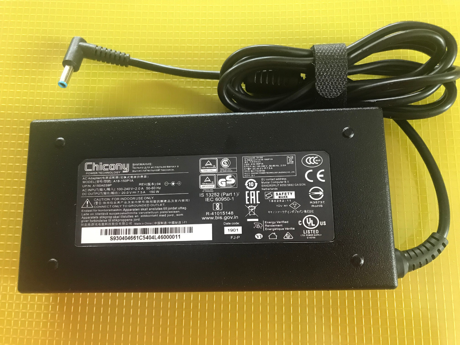 150w 20v Chicony Laptop Charger/Adapter for MSI Sword 15 A11UC 15A11UD 4.5*3.0mm