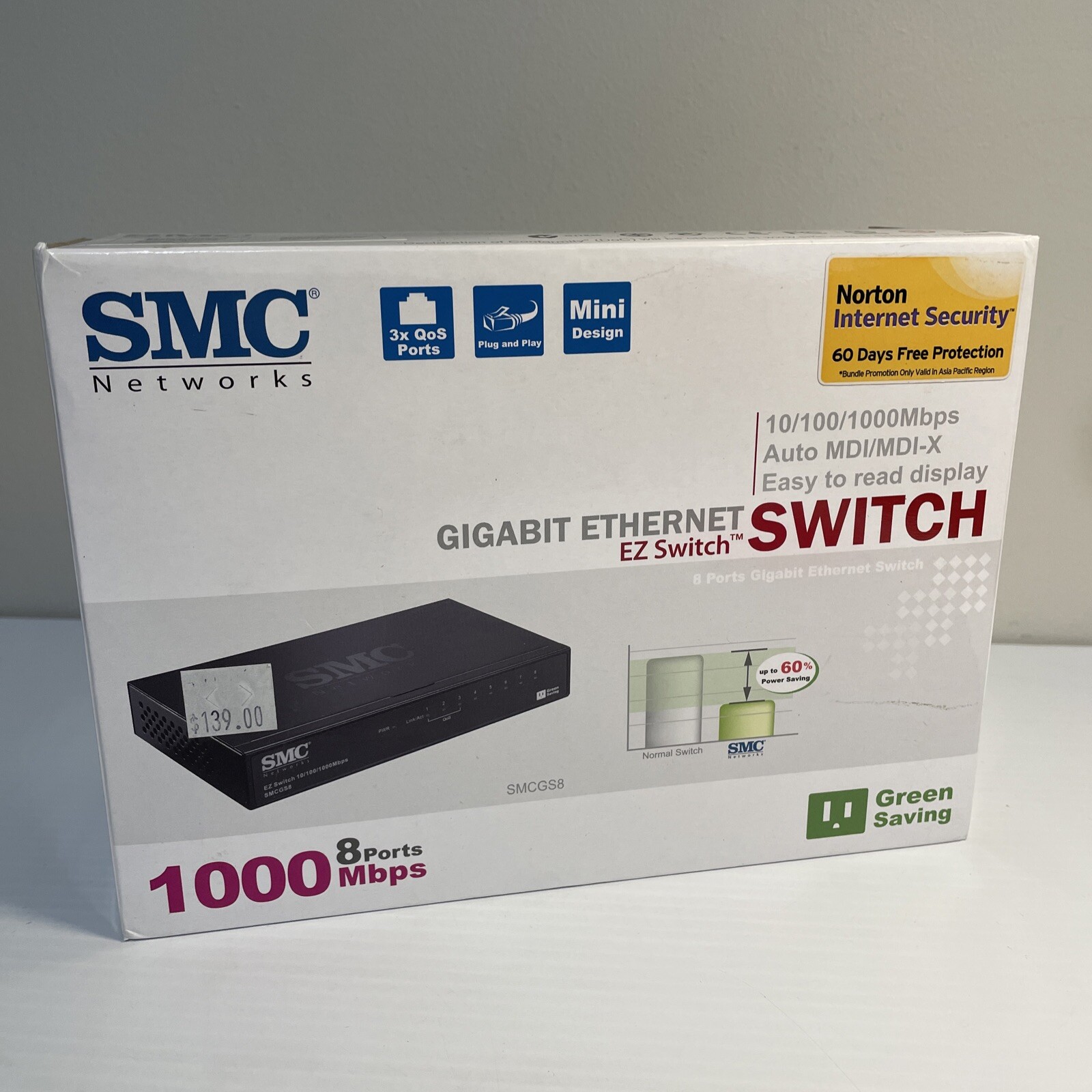 SMC Networks 8 Port PoE Ethernet Switch SMCGS8P 10/100/1000 
