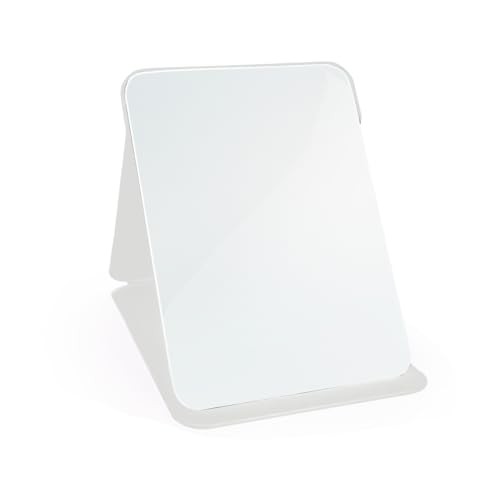 Makeup Mirror, 7x10 Inches Portable PU Leather Mirror, Folding 10"L x 7"W White