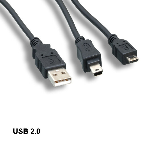 10x 5ft USB 2.0 Type A to Mini B/Micro B Y-Cable Dual Use PDA MP3 MP4 PS3 PS4