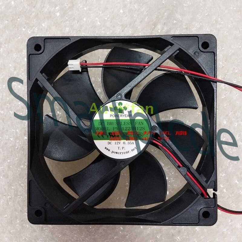 1PCS NEW POWERYEAR PY-1225H12S 12V 0.35A 12CM 12025 cooling fan 2-wire
