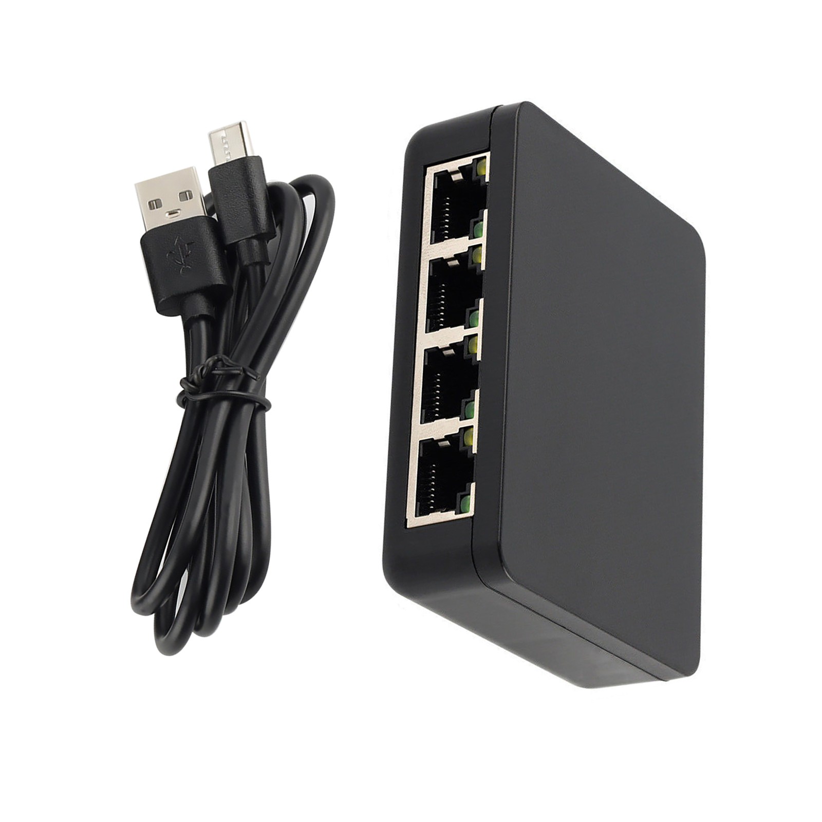 New 1/4 1000Mbps ABS RJ45 LAN Network Splitter Adapter With USB Power Cable