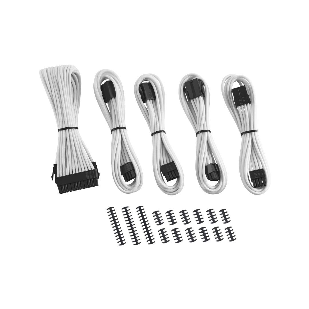 8+8 Series Classic ModFlex Sleeved Cable Extension Kit For PC Power White New