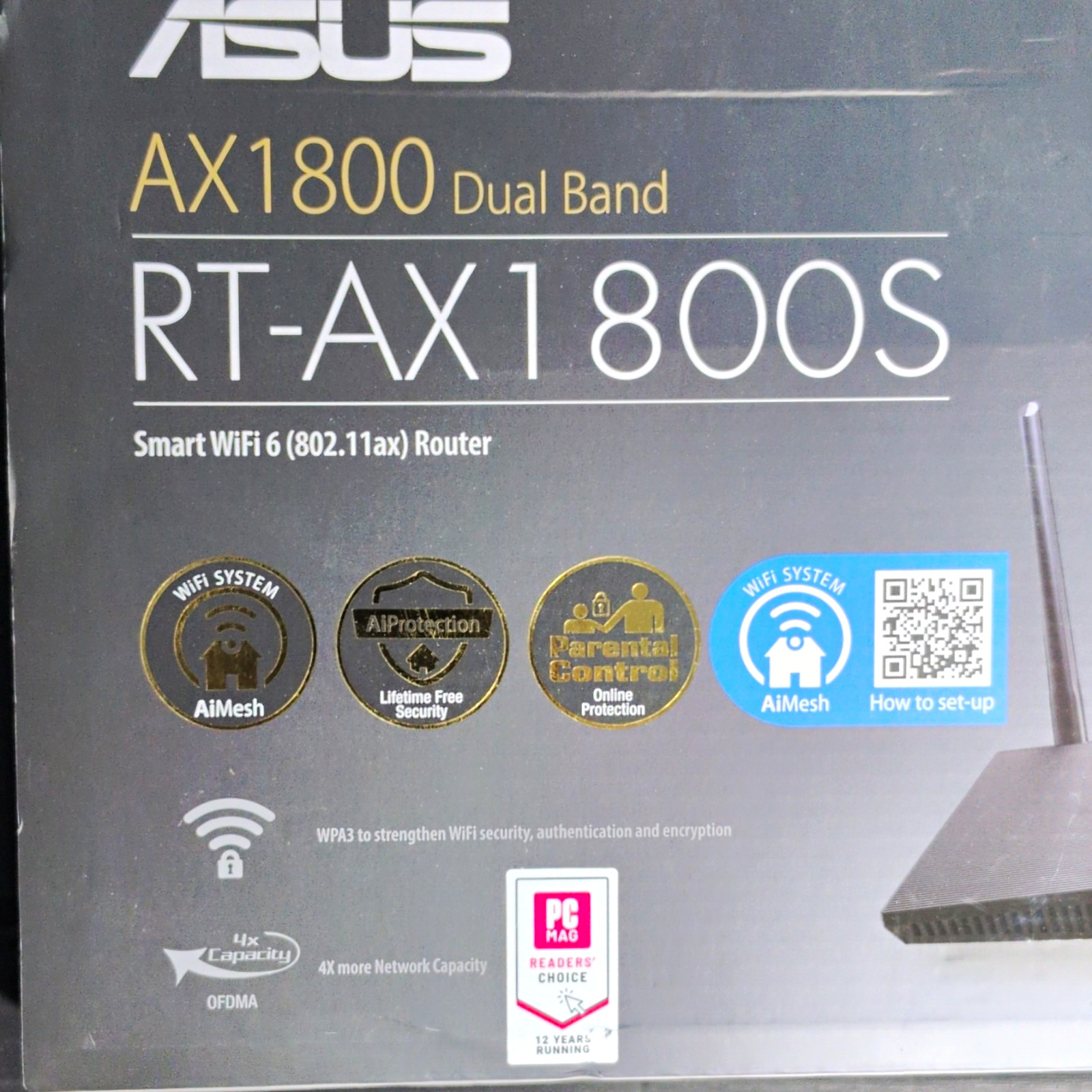 ASUS RT-AX1800S WiFi 6 AX1800 Dual-Band Router AiMesh Parental 4LAN Black