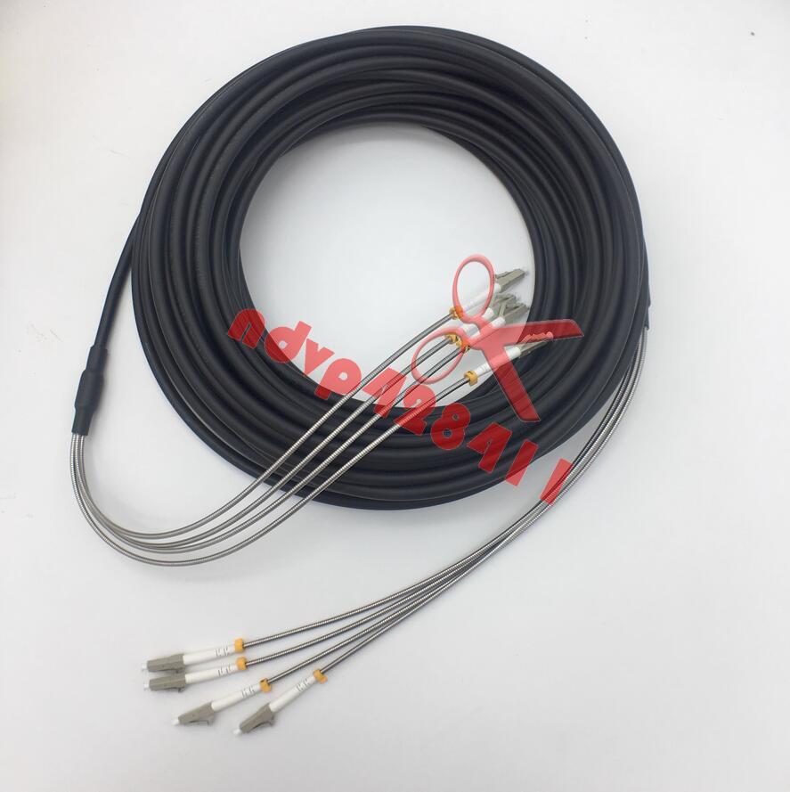 100M Outdoor Field Fiber Patch Cord LC to LC MM Multi-Mode 4 Strand Fiber Cable