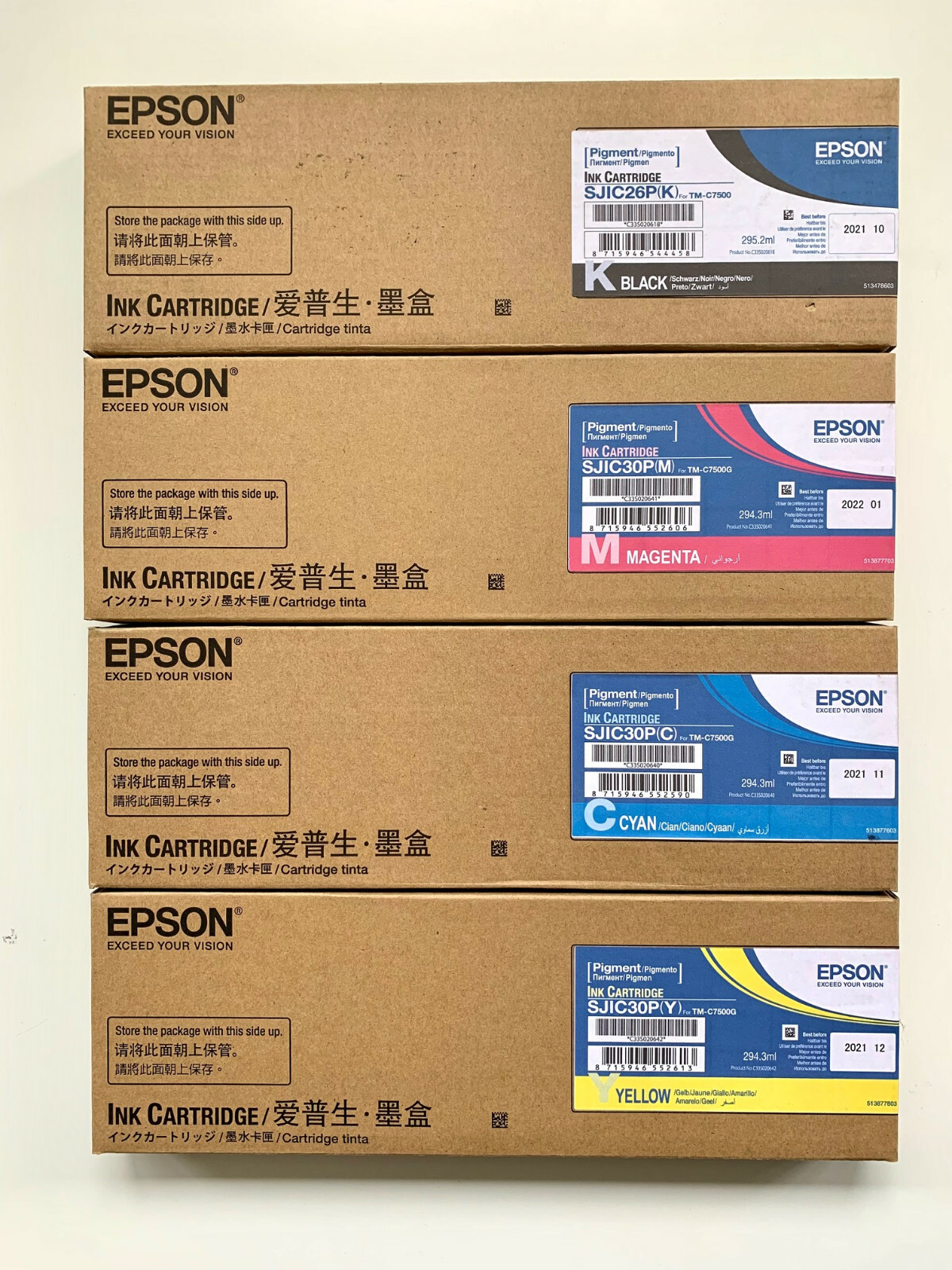 Genuine Epson ColorWorks C7500 TM-C7500G / SJIC30P K C M Y GLOSSY INK Ink
