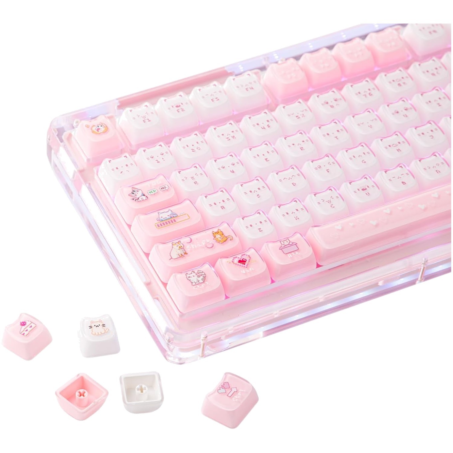 Charming Mao Profile Cat Keycaps for Mechanical Keyboards - Perfect Gift Option