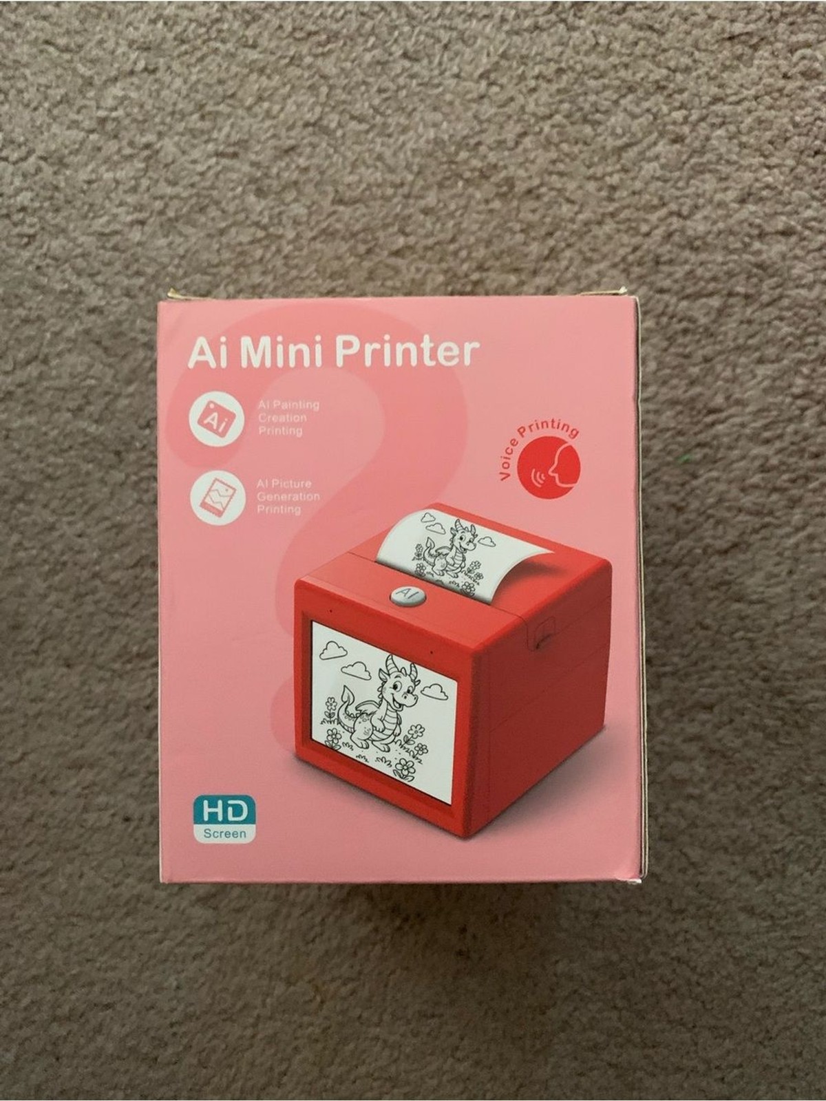 Smart AI Voice Sticker Printer Box, Mini Thermal Label Printer with Display