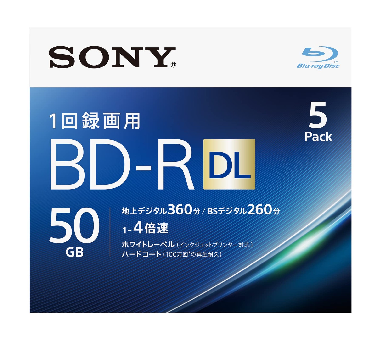 Sony 5BNR2VJPS4 BD-R DL 50 GB Blu-ray Disc Approx. 6 Hour Terrestrial Digital