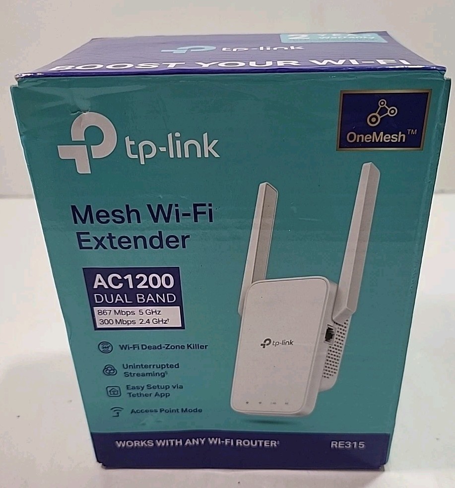 TP-Link RE315 AC1200 Whole Home Mesh Dual Band Wi-Fi Router & Power
