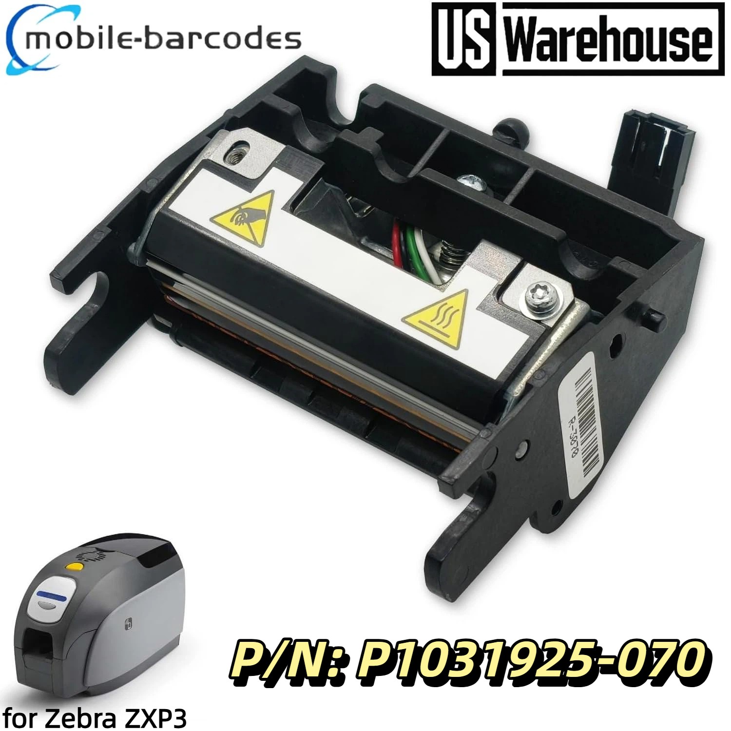 P1031925-070 Printhead for for Zebra ZXP3 300Dpi Card Printer  w/ Bracket