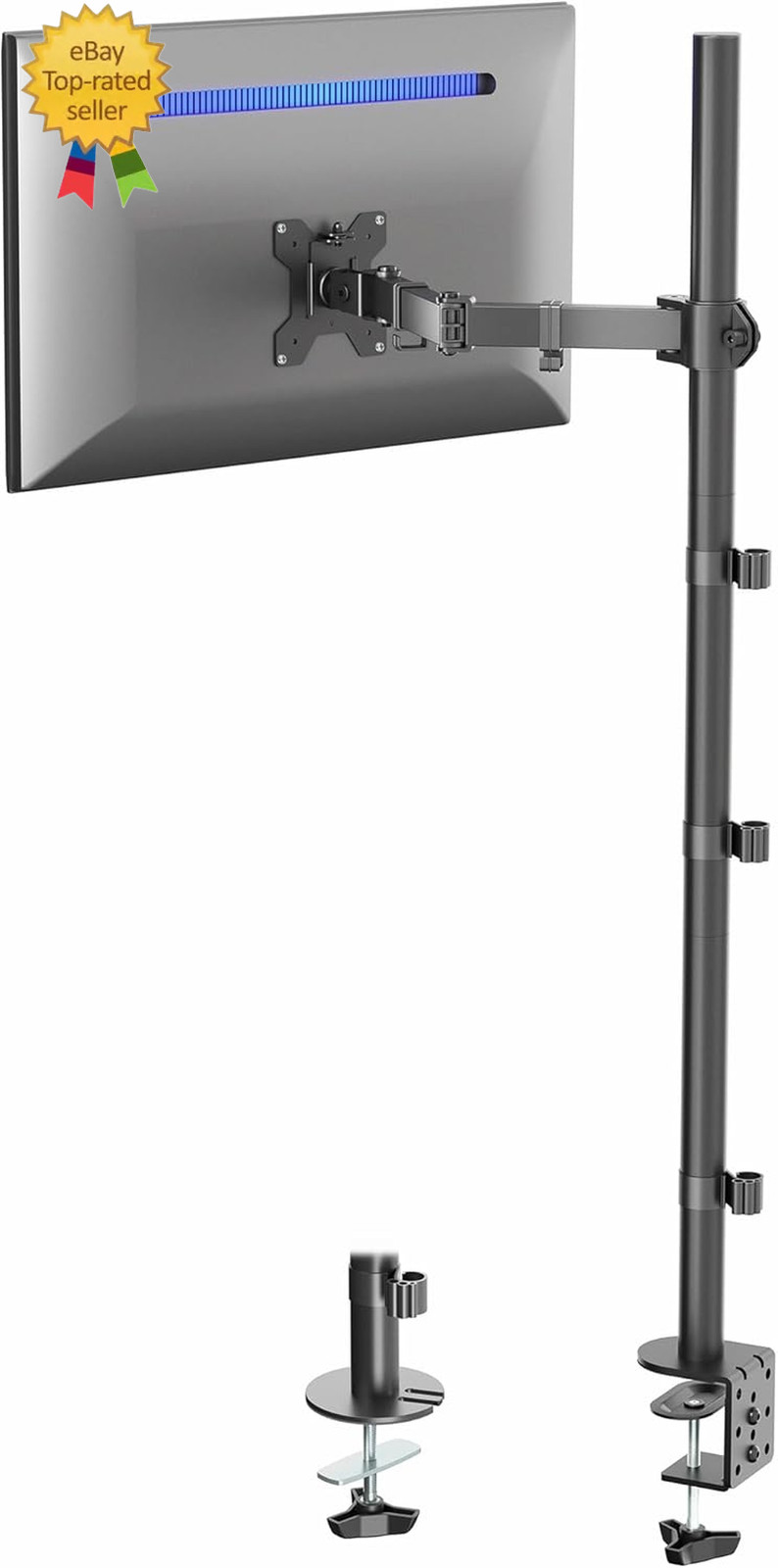 Extra Tall Single Monitor Desk Mount, 39 Inch Pole VESA Stand for 13 to 32 Inch