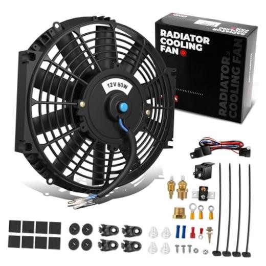 10Inch Electric Radiator Cooling Fan Thermostat Wiring 10 Inch Black+SW-KIT