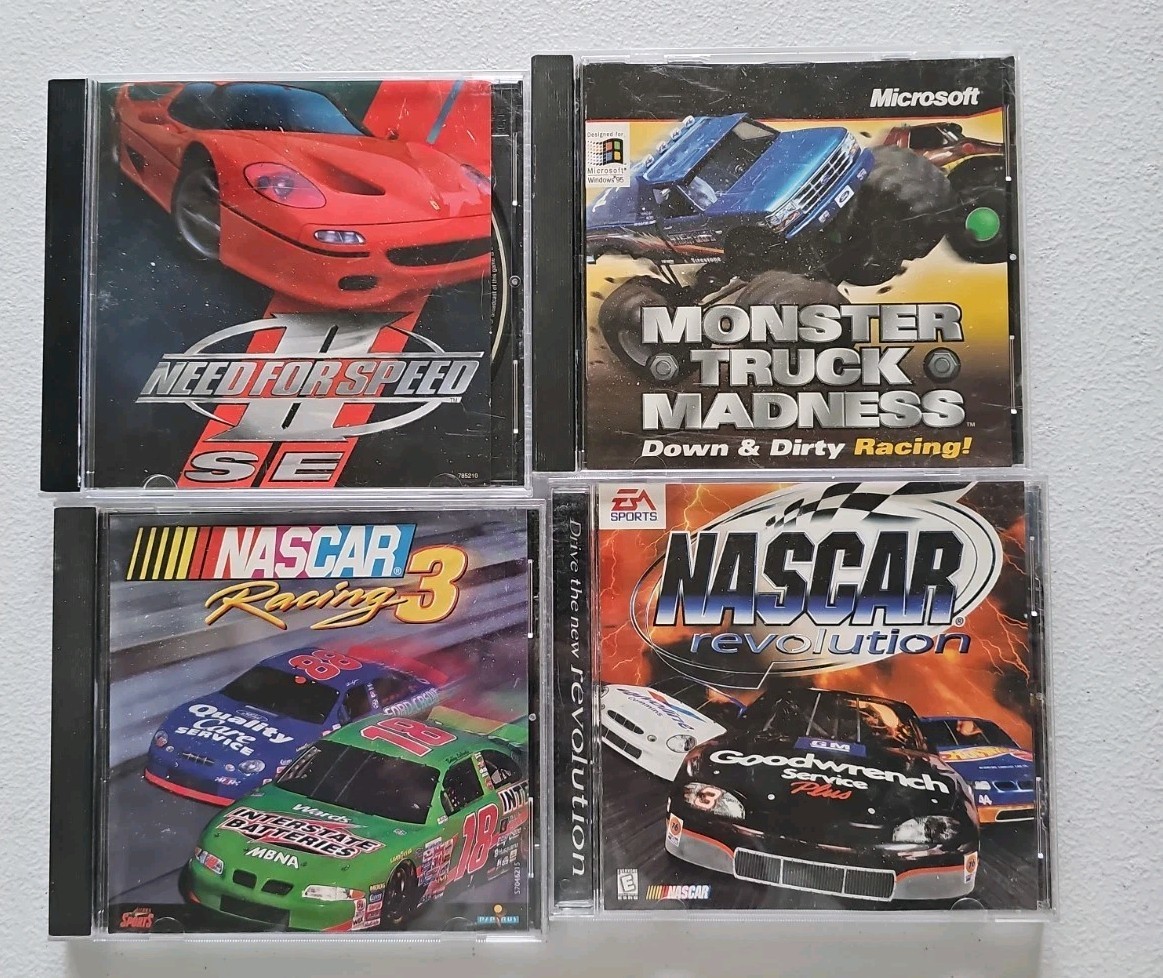 VTG PC Racing Game Lot x4 | Need 4 Speed II SE, NASCAR x2, Monster Truck Madness