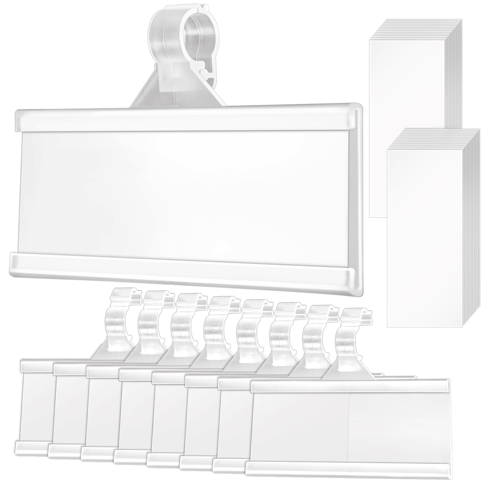 100 Pieces Plastic Wire Shelf Label Holders, Reusable Price Label Holder with lo