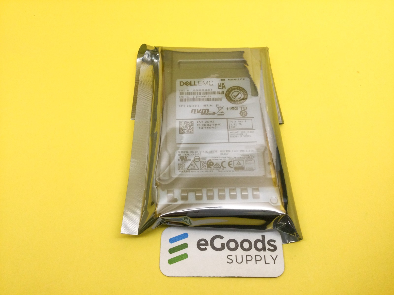 N0VK0 DELL 1.92TB NVME PCIe 4.0 Read Intensive 2.5in SSD 0N0VK0 KCM6XRUL1T92 New