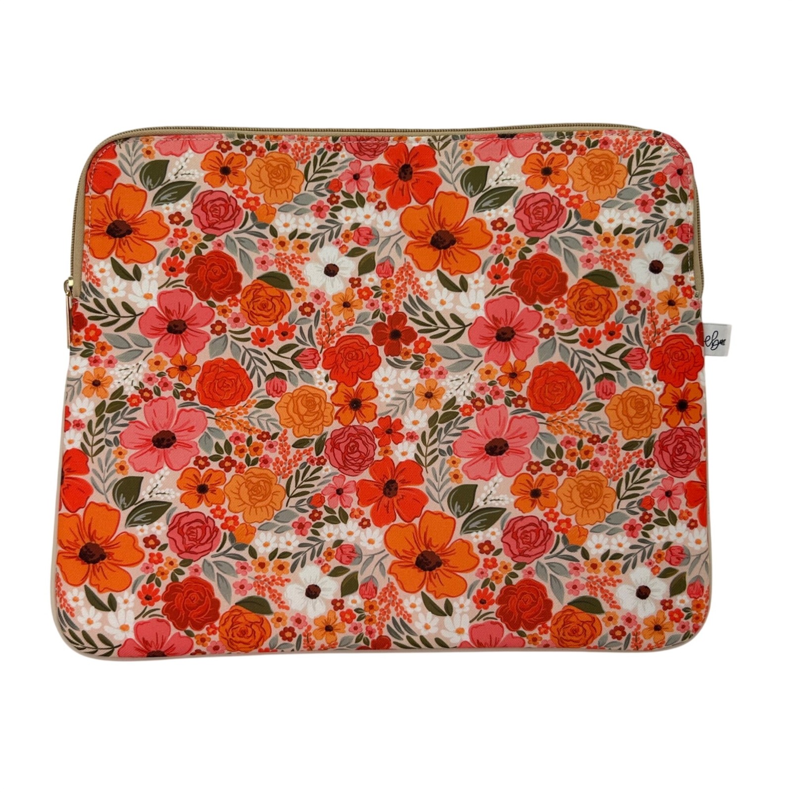 Floral Laptop Tablet Sleeve Case Zipper Closure 13 inch Devices Colorful Canvas