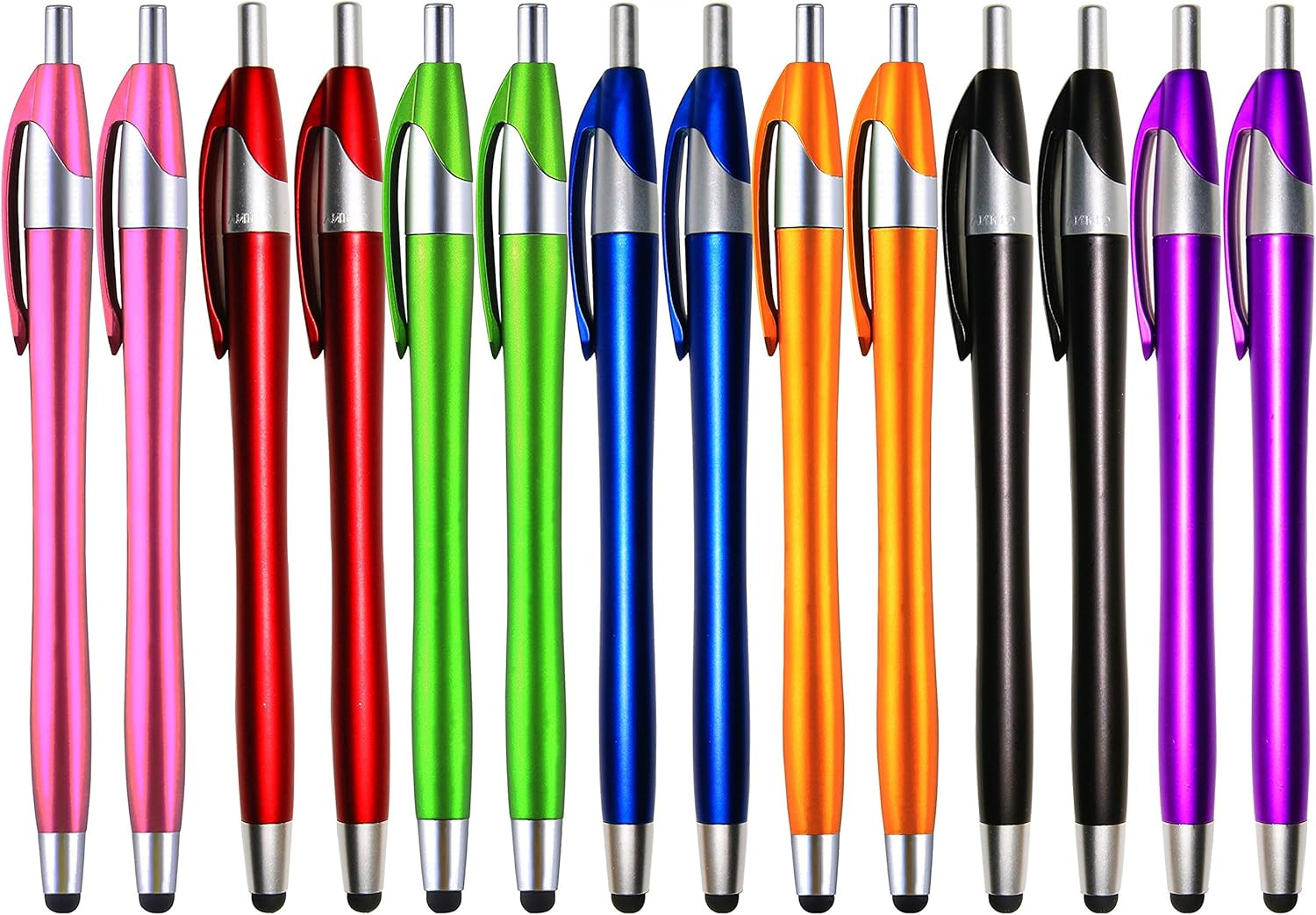 Electronic Screen Touch Stylus,14 Pack 2 in 1 Slim Long Click Ink Stylus Ballpoi