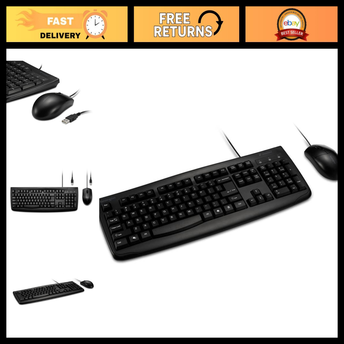 Washable Wired Desktop Set - Ergonomic Keyboard & Mouse Combo, Easy Clean, USB