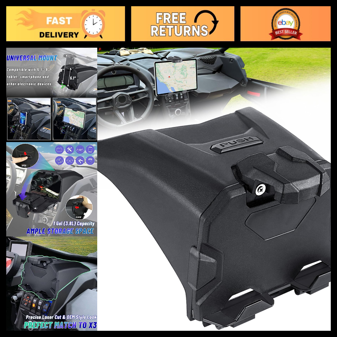 Tablet Holder with Storage Box, GPS Mount for Maverick X3 - Durable & Adjustable
