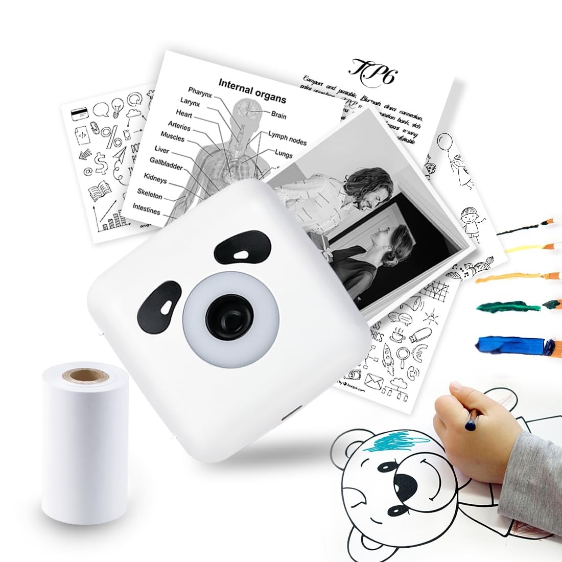 vretti Sticker Printer, TP6S Print Pod Mini Printer, 300DPI Thermal Sticker M...