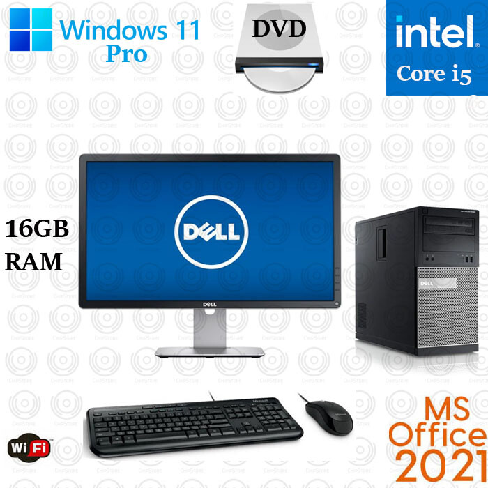 WINDOWS 11 PC Dell Desktop Monitor Computer PC DVD Core i5 16GB 1TB SSD OFFICE21