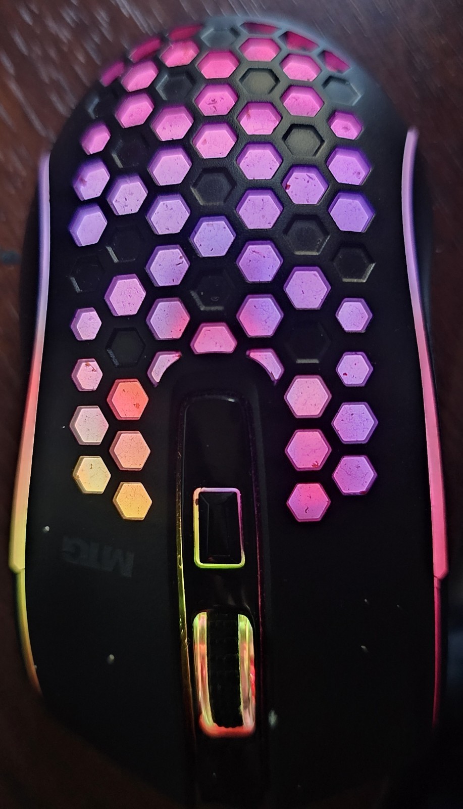 MTG RGB Gaming Mouse Honeycomb Shell Wired USB Optical Sensor Color Changing