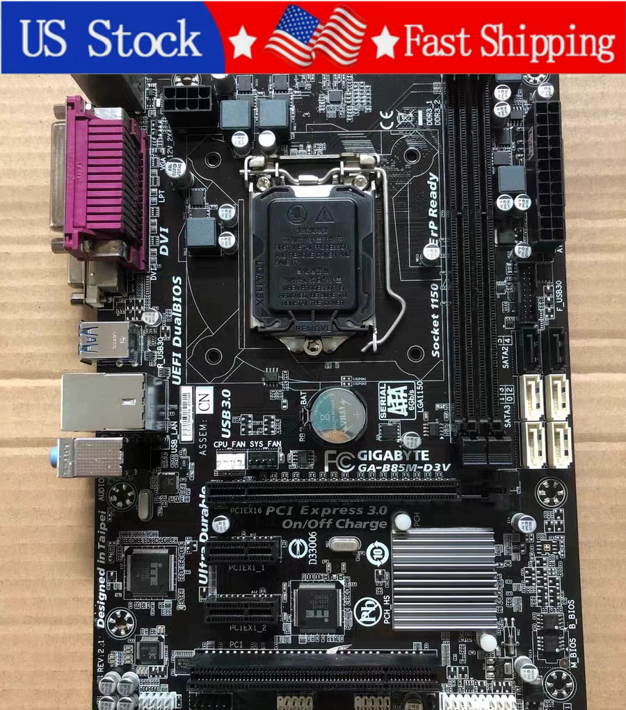 Used Gigabyte GA-B85M-D3V Plus Socket LGA 1150 Micro ATX Motherboard DDR3