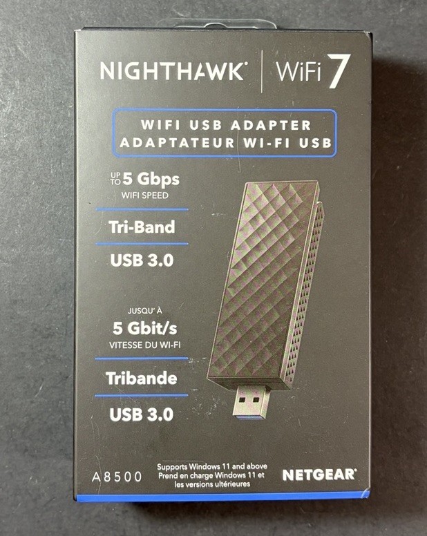 NETGEAR Nighthawk WiFi 7 Adapter A8500 USB 3.0 Tri-Band NEW