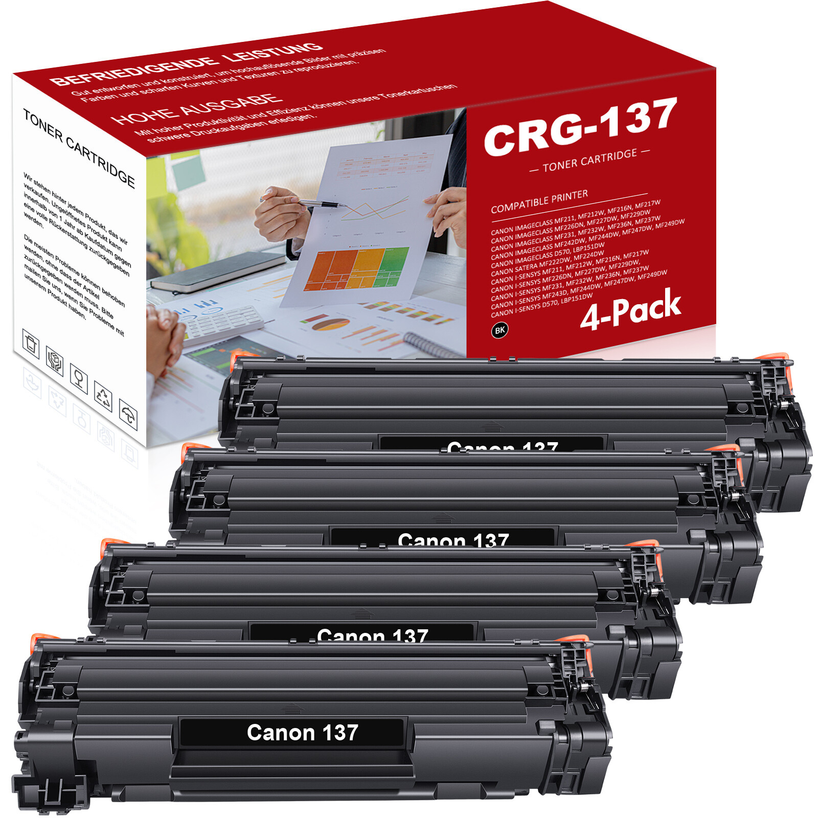 4x High Yield CRG137 Toner For Canon 137 ImageClass MF232w MF227dw MF244 MF229DW