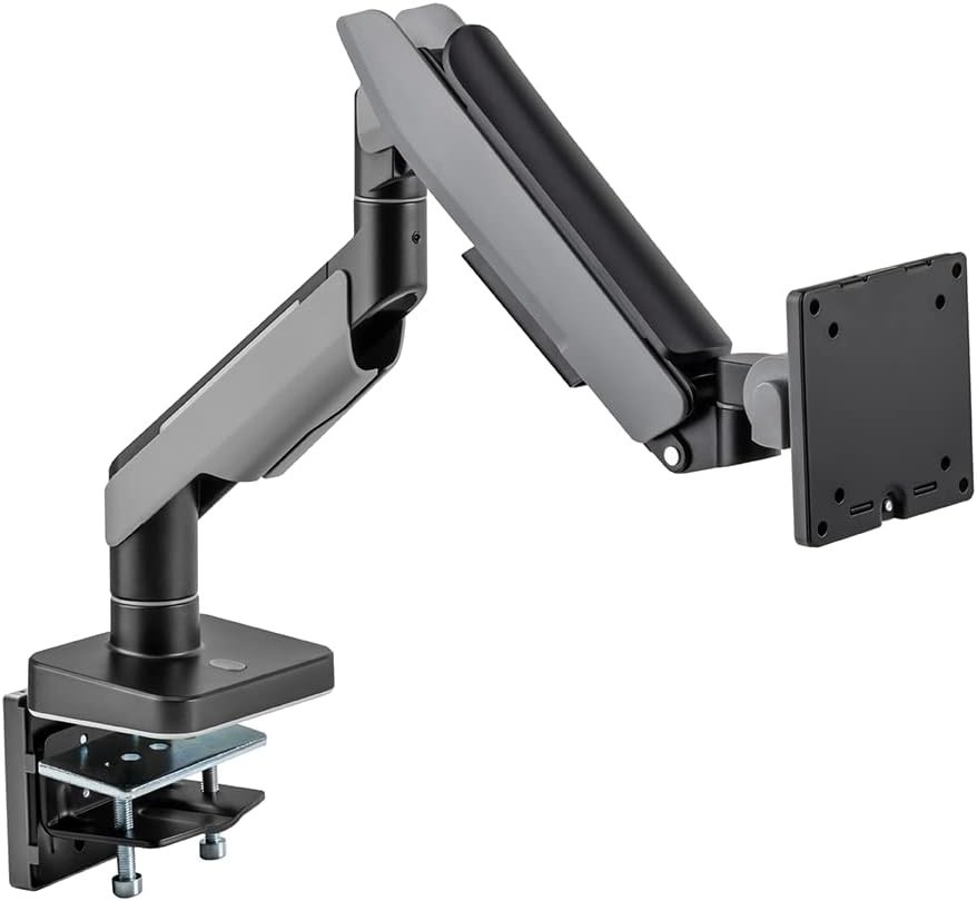 Eyes 19 Single Monitor Arm Mount Gray Adjustable VESA Desk - NEW