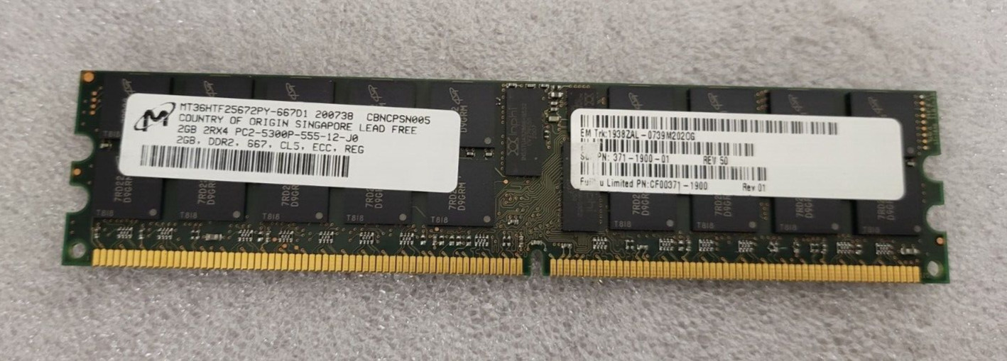 MICRON 2Gb PC2-5300 DDR2-667MHz 240p DIMM Dual Rank Memory MT36HTF25672PY-667D1