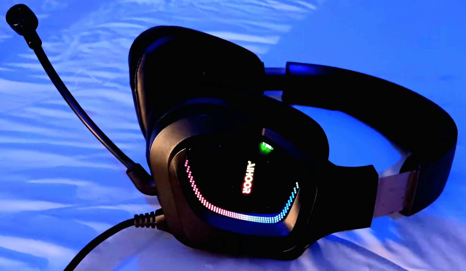 AIHOOR LED Gaming Headphones W/ USB PLUG, MICROPHONE & A Volume Controller