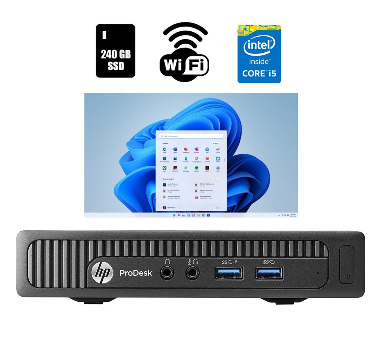 HP ProDesk 600 G1 Micro Computer Core i5 16GB Ram 240GB SSD Wi-Fi Windows 11 Pro