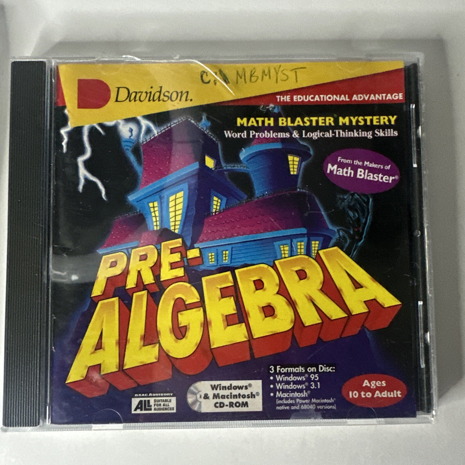 Pre-Algebra Math Blaster Mystery by Davidson CD-ROM 1994 Learning