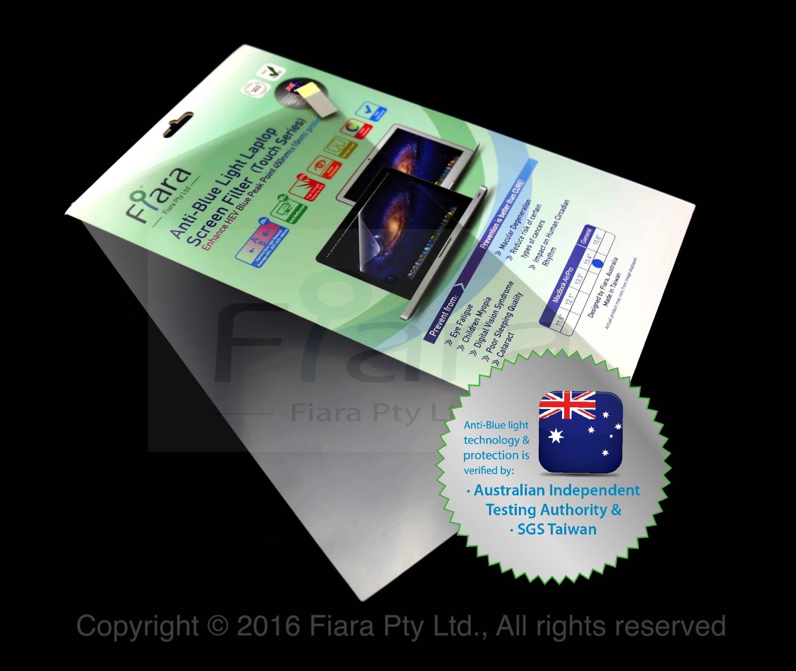 15.4 inch - Fiara Anti Blue Light Screen Filter / Protector | Self-Adhesive Film
