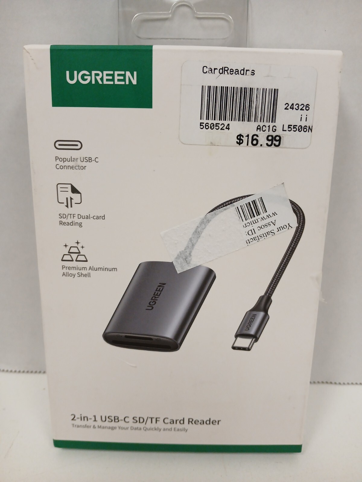 UGREEN Card Reader 2-In-1 USB-C SD TF Card Reader
