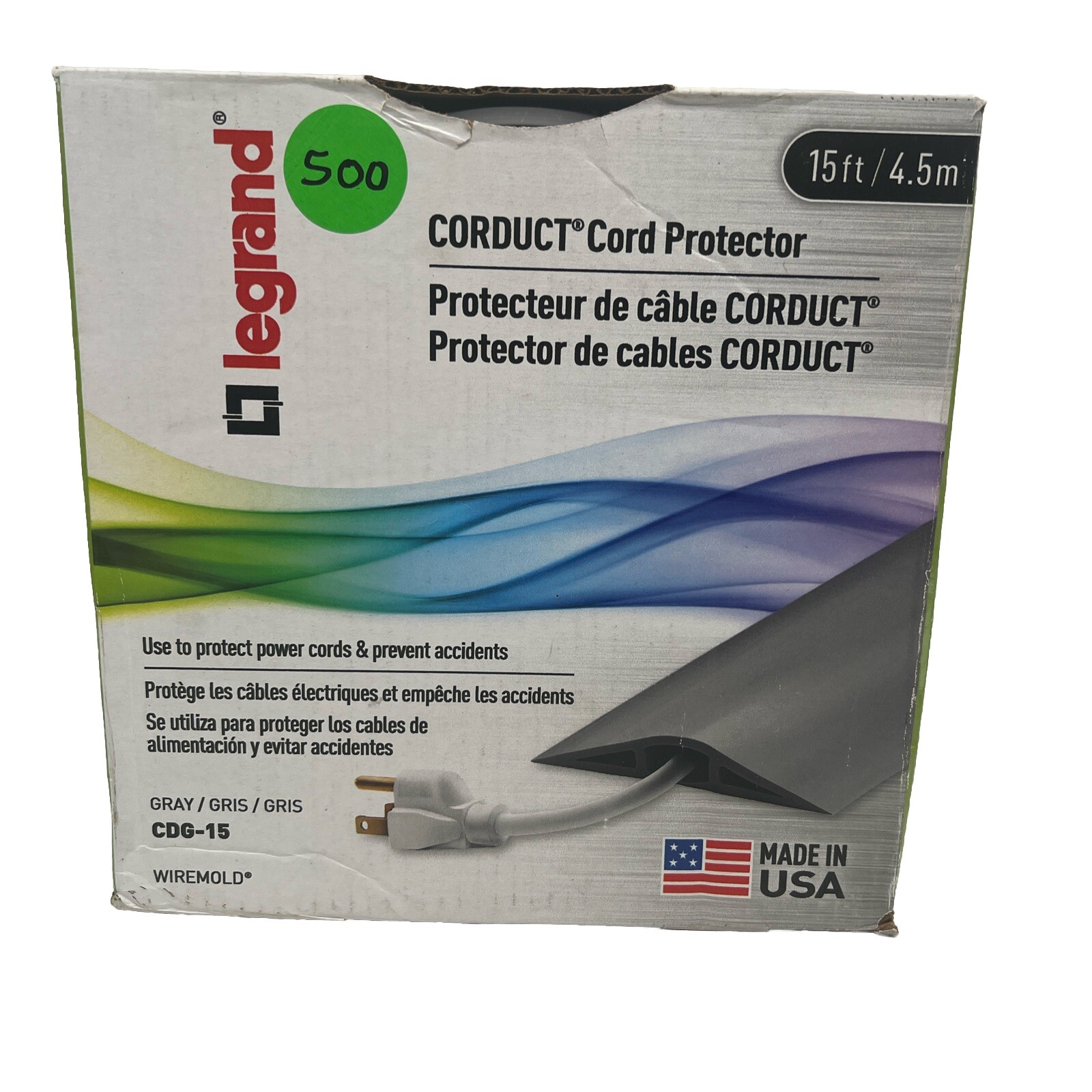 Legrand CDG-15 New in Box Cord protector Wire Grey - Made in USA.