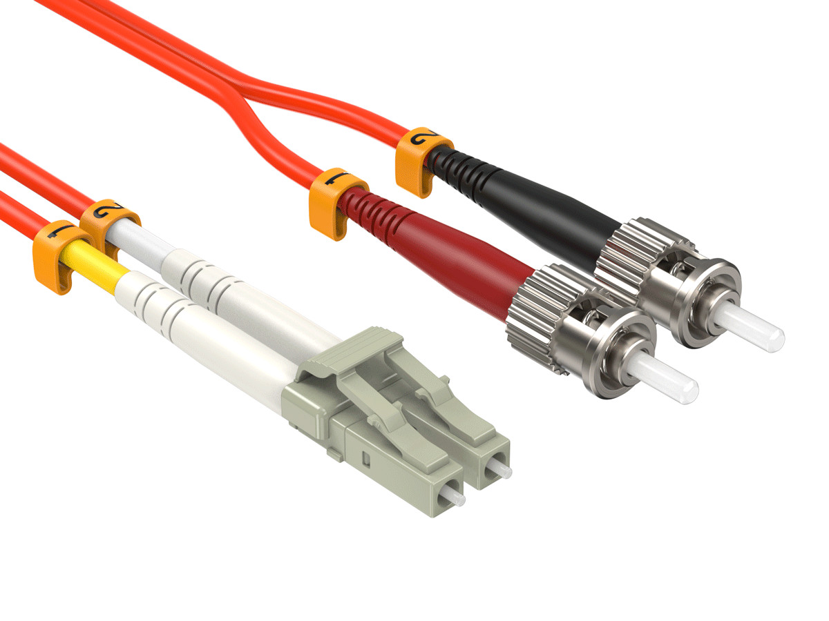 OM1 LC/ST Duplex 62.5/125 Multimode Fiber Optic Cable - 1/2/3/5/10/15m