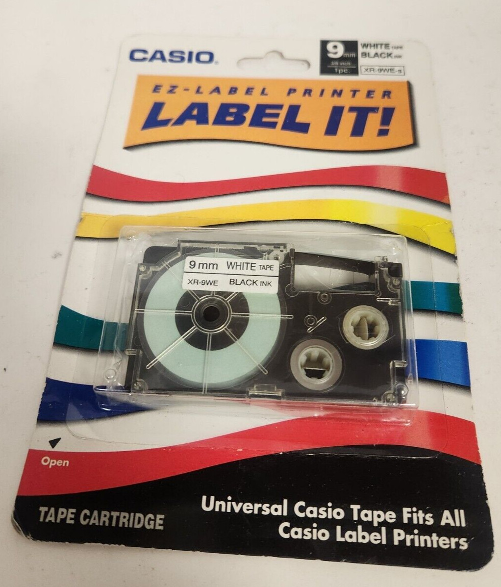 CASIO EZ-LABEL PRINTER 9mm 3/8 WHITE/BLACK NEW